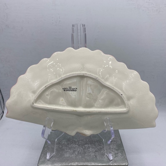 Fitz and Floyd Omnibus White And Pink Lace Design Rose And Ribbon Trinket Dish - Picture 3 of 7